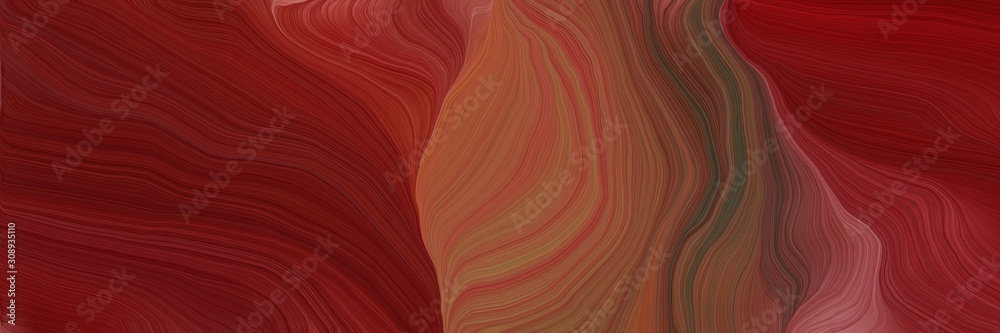 Poster horizontal banner with waves. contemporary waves design with dark red, sienna and old mauve color