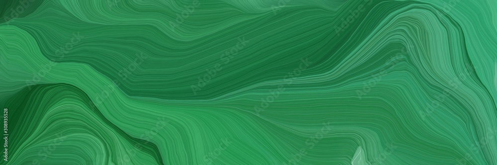 Poster dynamic horizontal banner. modern soft curvy waves background design with sea green, medium sea gree