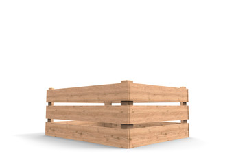 Wooden box. Box. 3D rendering.