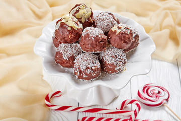 close-up of sweet Chocolate Coconut Almond Balls