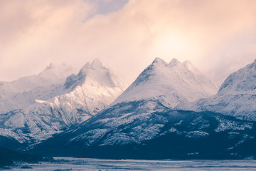Snowy mountain top of the Carbajal Valley in Ushuaia