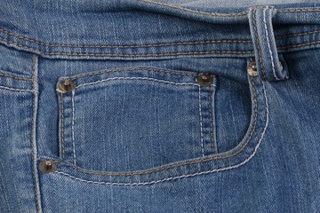 Close-up of a double pocket of a jeans pant