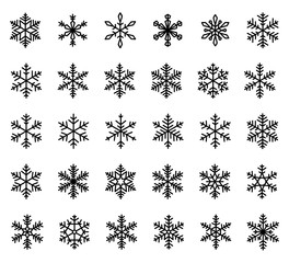 Set of decorative snowflake silhoettes. New year holiday decoration Vector illustration