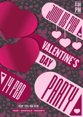 Valentine's Day Party Poster, Flyer. Vector illustration