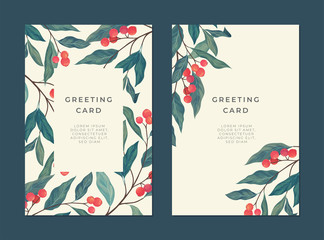 Card template with red berries