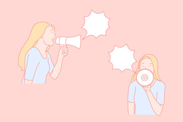 Important message, using loudspeaker, making announcement concept