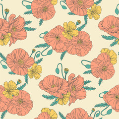 Poppies seamless pattern