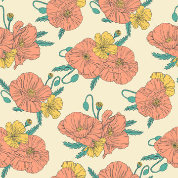 Poppies seamless pattern © Jallo