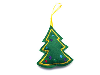 Christmas tree toy isolated on white background. Toy for Christmas. Soft Christmas tree. 