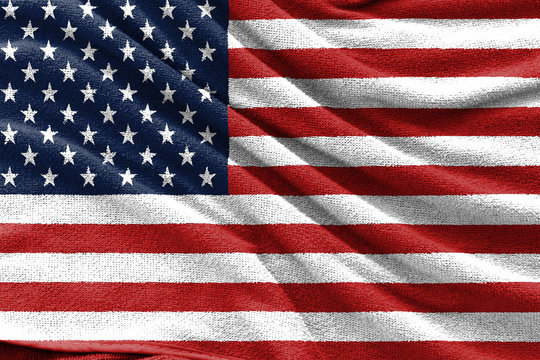 Fabric texture of USA national flag