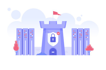 Data protect. Safe cyberspace concept with castle © Ico Maker