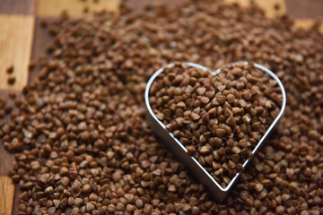 buckwheat in the shape of a heart
