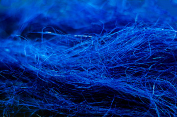  Blue classic color. 2020 color. .fiber on a black background. Background, structure.