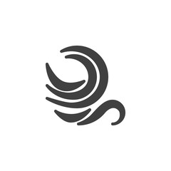 Wind blow vector icon. filled flat sign for mobile concept and web design. Wind, weather glyph icon. Symbol, logo illustration. Vector graphics