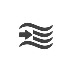 Wind direction vector icon. filled flat sign for mobile concept and web design. Wind blow glyph icon. Windy weather symbol, logo illustration. Vector graphics