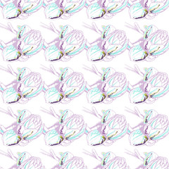 Flower Pastel.White Romantic Seamless Pattern.