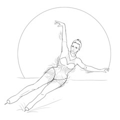 Fototapeta premium skater, sketching, line drawing, ice skating, graphics