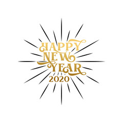 Fototapeta na wymiar 2020 asbtract vector background illustration. Happy 2020 New Year for print, pattern, graphic resources. Holiday Vector Illustration With Luxury Gold and isolated on white background.