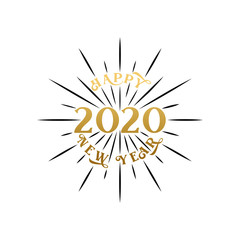 2020 vector background illustration. Happy 2020 New Year Greeting Card in vintage design. Holiday Vector Illustration With Luxury Gold and isolated on white background.