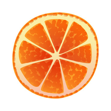 sliced orange cartoon graphic isolated on white background
