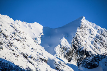 Snowy mountain in Cumbres del Martial, Ushuaia, Pataognia