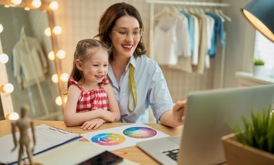 Woman is working at workshop