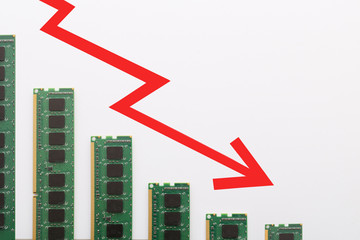 赤字のIT産業を赤字の矢印とバラバラの部品で表した図