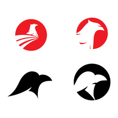Set Falcon eagle birdWave Logo Template vector symbol