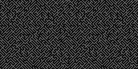 Striped geomitrical illustration. Monochrome background. Maze. Diagonal lines.