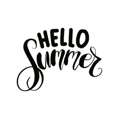 Hello Summer Phrase Isolated On Background Hand Drawn Illustration