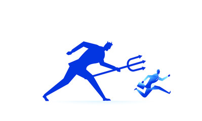 businessman run from her own shadow