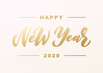 Happy New Year 2020 hand drawn lettering.