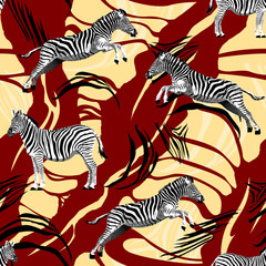 Fototapeta na wymiar Zebra pattern with skin texture. Animal background. - illustration