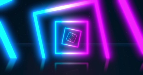 etric endless tunnel, blue pink spectrum, 3d render