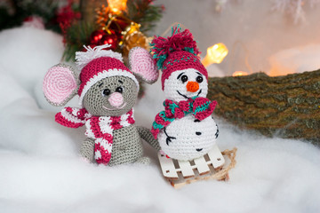 Crochet mouse. Christmas toys