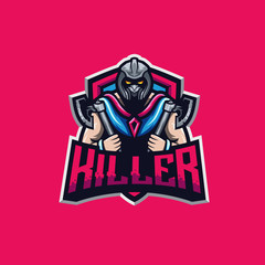 Killer with axe sport e-sport mascot gaming team logo