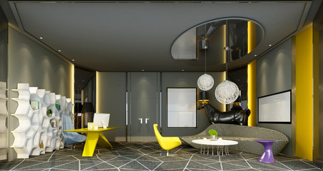 3d render modern working office