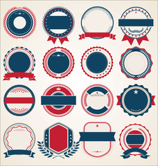 Collection of retro vintage badges labels and ribbons
