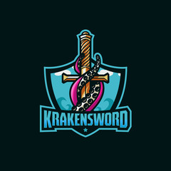 Kraken sword esport logo awesome