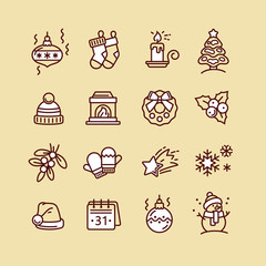 Set of Christmas icons for design and decoration
