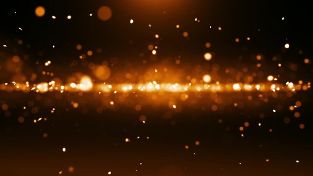 Particle glittering bokeh glamour abstrac golden background looped