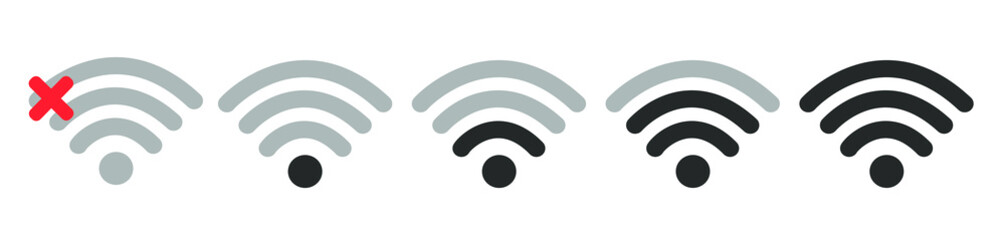 Wifi Wireless Lan Internet Signal Flat Icons For Apps Or Websites - Isolated On white Background