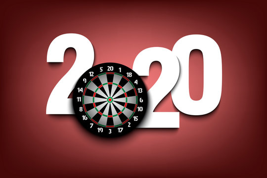 New Year numbers 2020 and a dartboard