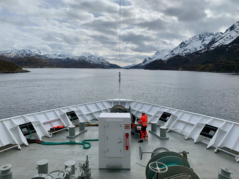 Man on the deck, ⁨Hadsel⁩, ⁨Norway⁩