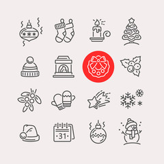 Set of Christmas icons for design and decoration