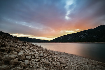 sunset over lake