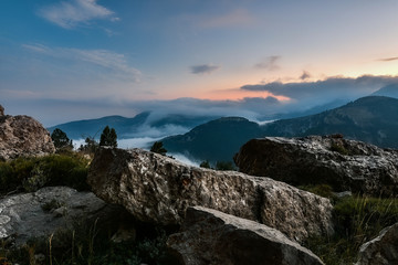 landscape with mountains and sea