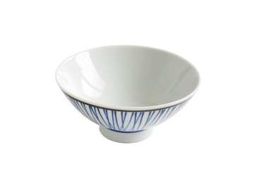 Single ceramic bowl on white table.