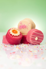 chocolate strawberry and raspberry aromas on a white background