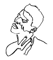Sketchy single line drawing illustration of a sensual man